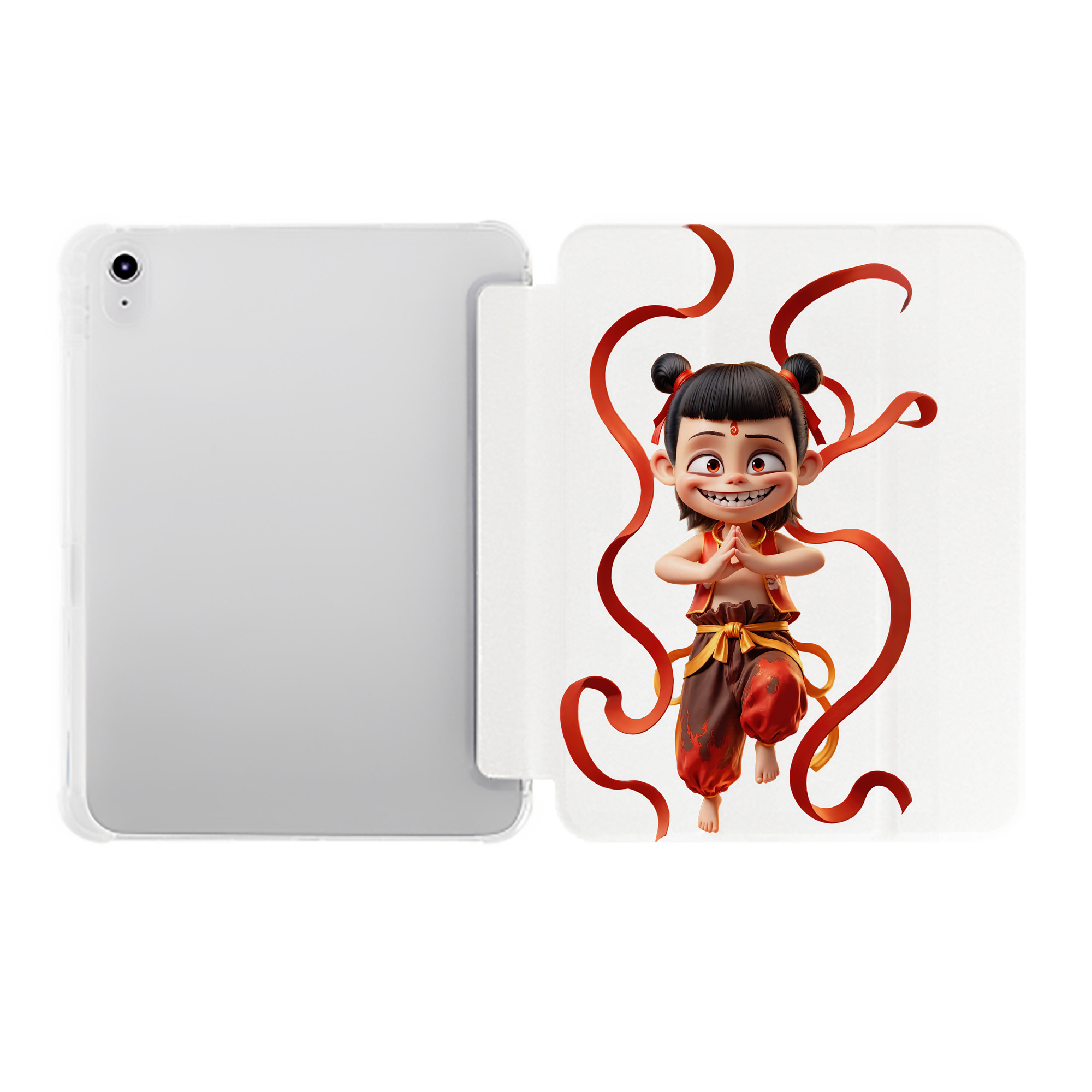 （画像用） Ne Zha 2 ナタ 魔童の大暴れ IPad ケース ペン収納付き 三つ折りスタンド PUレザー×シリコン 対応機種9.5/10.5/10.9インチ